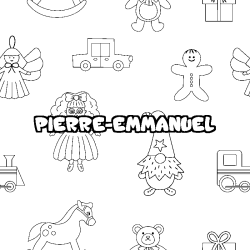 Coloring page first name PIERRE-EMMANUEL - Toys background