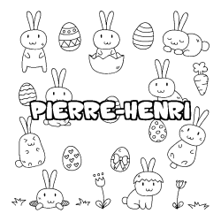 Coloring page first name PIERRE-HENRI - Easter background
