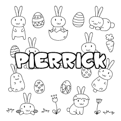 Coloring page first name PIERRICK - Easter background