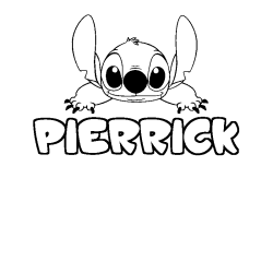 Coloring page first name PIERRICK - Stitch background