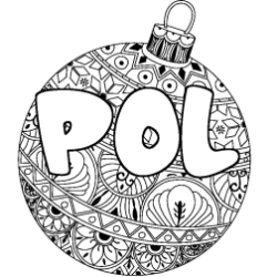 Coloring page first name POL - Christmas tree bulb background