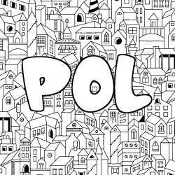 Coloring page first name POL - City background