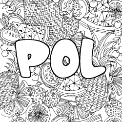 Coloring page first name POL - Fruits mandala background