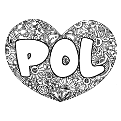 Coloring page first name POL - Heart mandala background