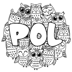 Coloring page first name POL - Owls background