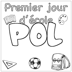 Coloring page first name POL - School First day background