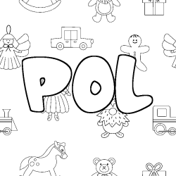 Coloring page first name POL - Toys background