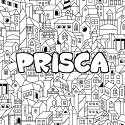 Coloring page first name PRISCA - City background