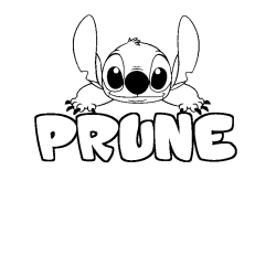 Coloring page first name PRUNE - Stitch background