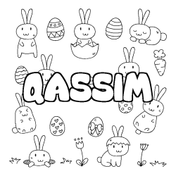 Coloring page first name QASSIM - Easter background