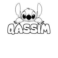 Coloring page first name QASSIM - Stitch background