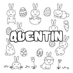 Coloring page first name QUENTIN - Easter background