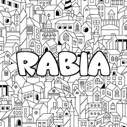 Coloring page first name RABIA - City background