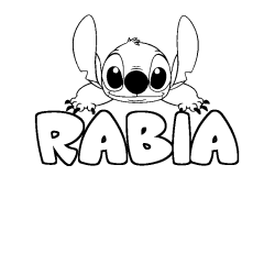 Coloring page first name RABIA - Stitch background