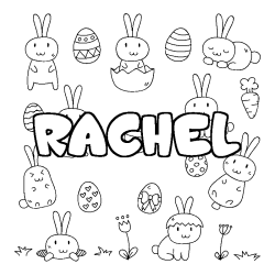 Coloring page first name RACHEL - Easter background