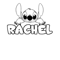 Coloring page first name RACHEL - Stitch background