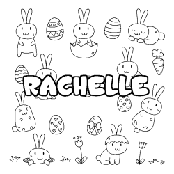 Coloring page first name RACHELLE - Easter background