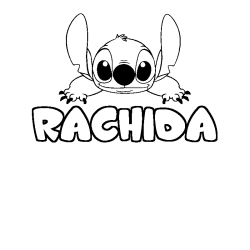 Coloring page first name RACHIDA - Stitch background