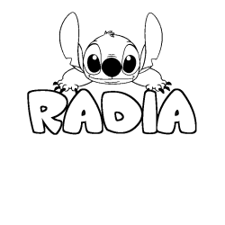 Coloring page first name RADIA - Stitch background