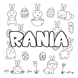 Coloring page first name RANIA - Easter background