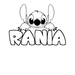 Coloring page first name RANIA - Stitch background