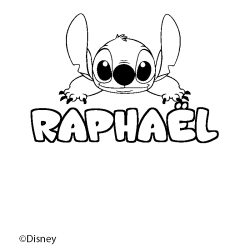 Coloring page first name RAPHAËL - Stitch background