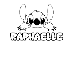 Coloring page first name RAPHAELLE - Stitch background