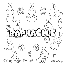 Coloring page first name RAPHAËLLE - Easter background