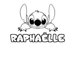 Coloring page first name RAPHAËLLE - Stitch background