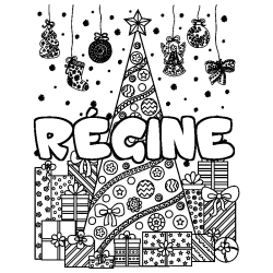 R&Eacute;GINE - Christmas tree and presents background coloring