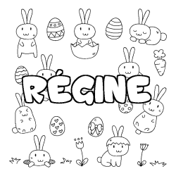 Coloring page first name RÉGINE - Easter background