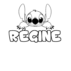 Coloring page first name RÉGINE - Stitch background