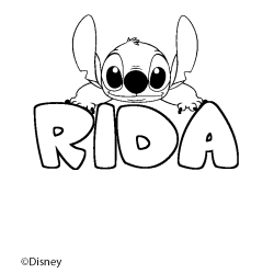 Coloring page first name RIDA - Stitch background