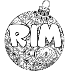 Coloring page first name RIM - Christmas tree bulb background