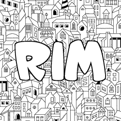 Coloring page first name RIM - City background