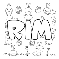 Coloring page first name RIM - Easter background