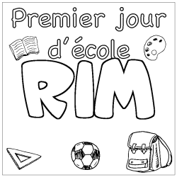 Coloring page first name RIM - School First day background