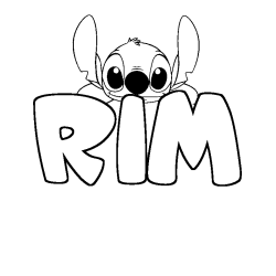 Coloring page first name RIM - Stitch background