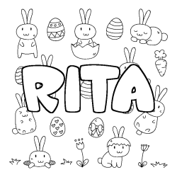 Coloring page first name RITA - Easter background