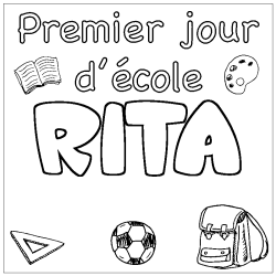 Coloring page first name RITA - School First day background