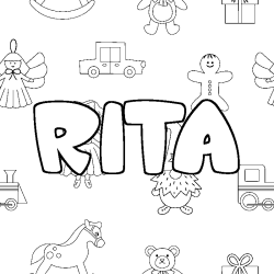 Coloring page first name RITA - Toys background