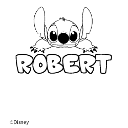 Coloring page first name ROBERT - Stitch background