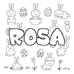 Coloring page first name ROSA - Easter background