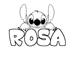 Coloring page first name ROSA - Stitch background