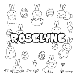 Coloring page first name ROSELYNE - Easter background