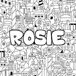 Coloring page first name ROSIE - City background