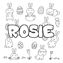 Coloring page first name ROSIE - Easter background