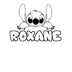 Coloring page first name ROXANE - Stitch background