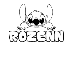 Coloring page first name ROZENN - Stitch background