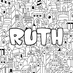 Coloring page first name RUTH - City background